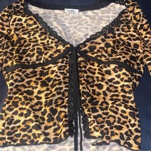 Free Kisses Leopard Print Lace Women's Blouse